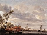 River Scene with Farmstead by Salomon van Ruysdael